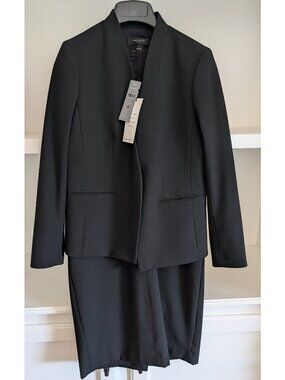 Ann Taylor Sheath Dress Blazer Suit Set - Black Bi-stretch